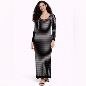 Dani's Closet Women's Ribbed Striped Long Sleeve Maxi Sweater Dress‎ Size 2X
